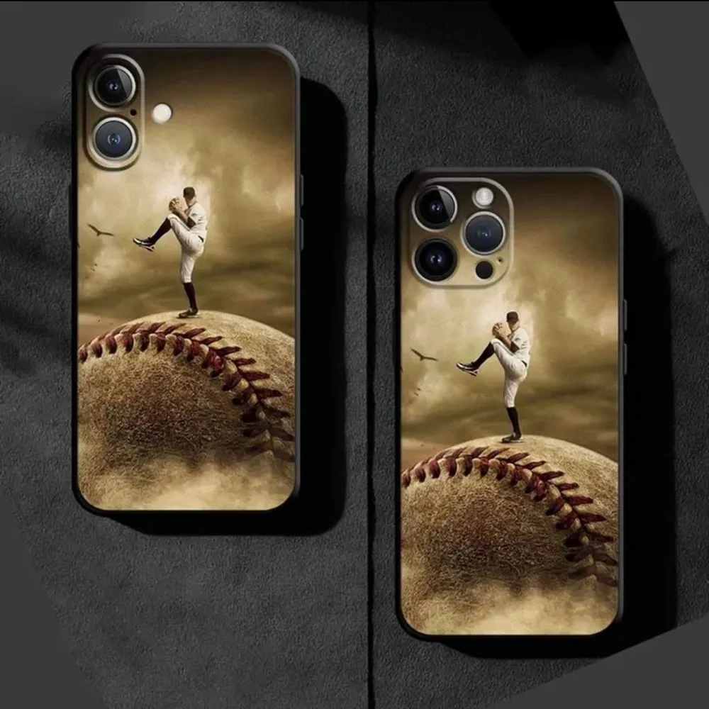 Apple iPhone 15 Phone Case Baseball Ball Pitcher Black TPU Case Unisex